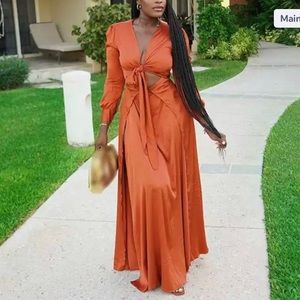 That’s Irrelevant Lace-Up Slit Dress